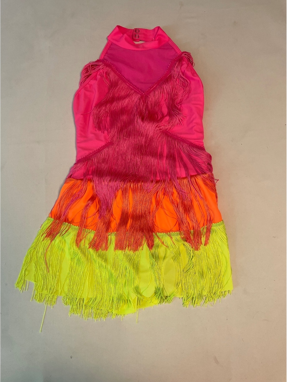 Revolution Dancewear Neon Fringe Mini Dress Size M